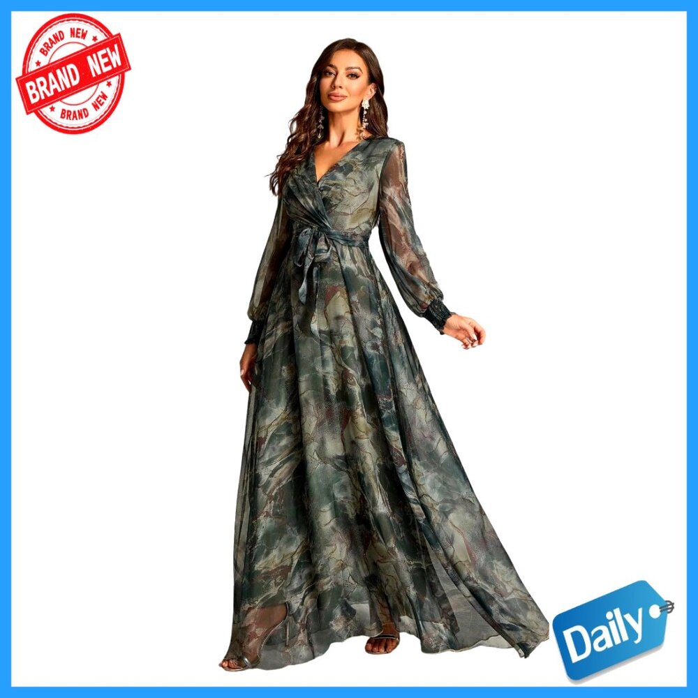 Floral Maxi Dress Vintage Boho Elegant Long Sleeve Wedding Guest Cocktail